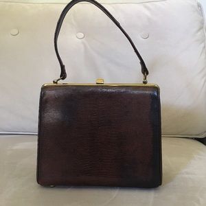 VINTAGE-STERLING LIZARD SKIN FRAME BAG